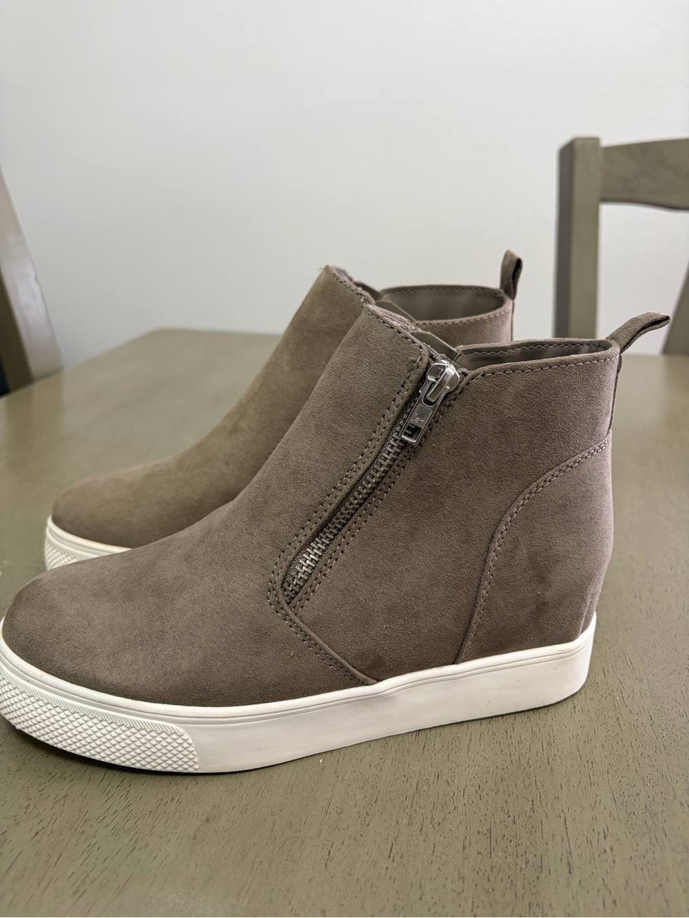 Time and Tru Taupe Wedge Sneaker Booties